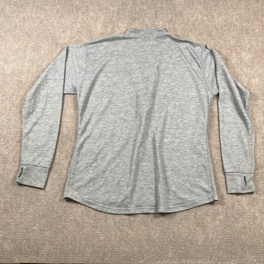 L.L.Bean Men's Large Gray Fleece Quarter Zip Pullover Thumb Holes Made in USA - Picture 3 of 7